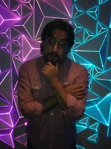 Is this the face of a scaredy cat? Um...yes. Yes it is. Behind me is the inside wall of the observation deck of Reunion Tower. Photo by Amy.