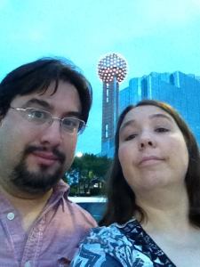 Me and Amy after arriving to Reunion Tower, to meet my doom. Spoiler alert, I survived. 